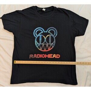 Radiohead Modified Bear Rainbow Gradient Graphic T-Shirt Black XXL